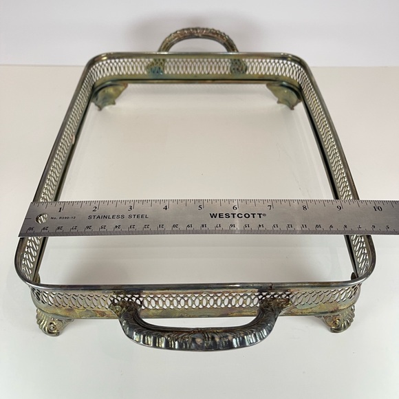 Vintage silver plated metal casserole dish holder chafing dish frame stand - Picture 11 of 16